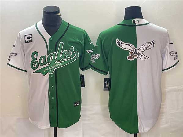 Men's Philadelphia Eagles Green White Split Team Big Logo With 3-star C Patch Cool Base Baseball Limited Jersey,We sell and wholesale Men's Philadelphia Eagles Green White Split Team Big Logo With 3-star C Patch Cool Base Baseball Limited Jersey on line form chian!